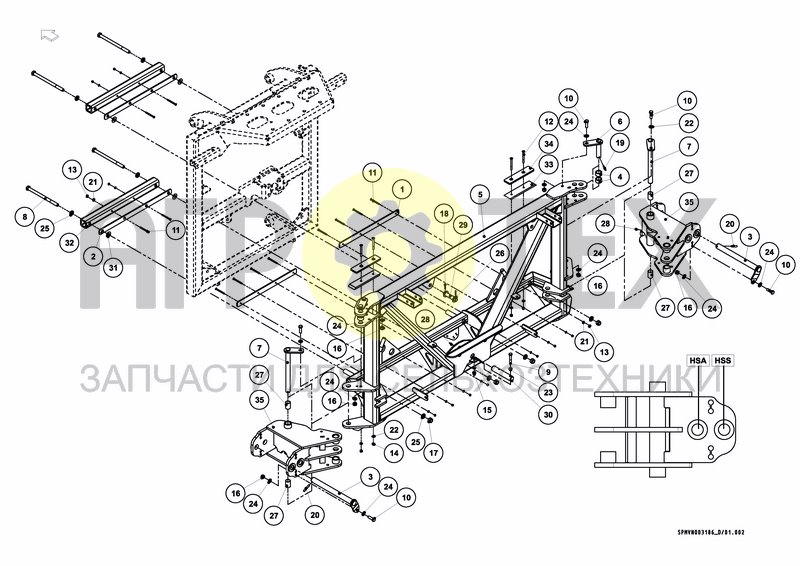 LIFTFRAME+MIDDLESECTION HSS Boom Guide (№18 на схеме)