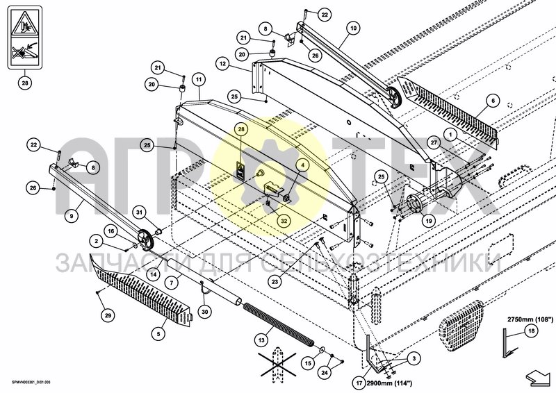 Чертеж TARPAULIN ELECTRIC 1875 L / 53 BU