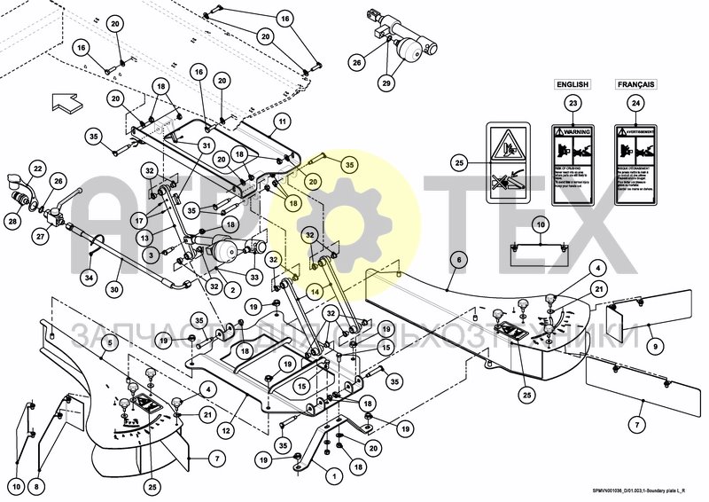 Чертеж BORDER SPREADING PLATE HYDRAULIC