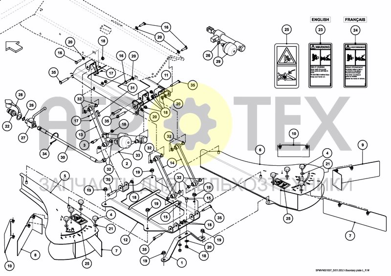 Чертеж BORDER SPREADING PLATE HYDRAULIC