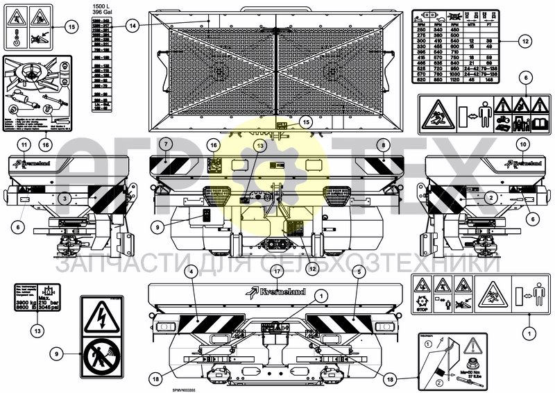 Чертеж DECAL SCHEMATIC ISO 1500 L / 396 GAL