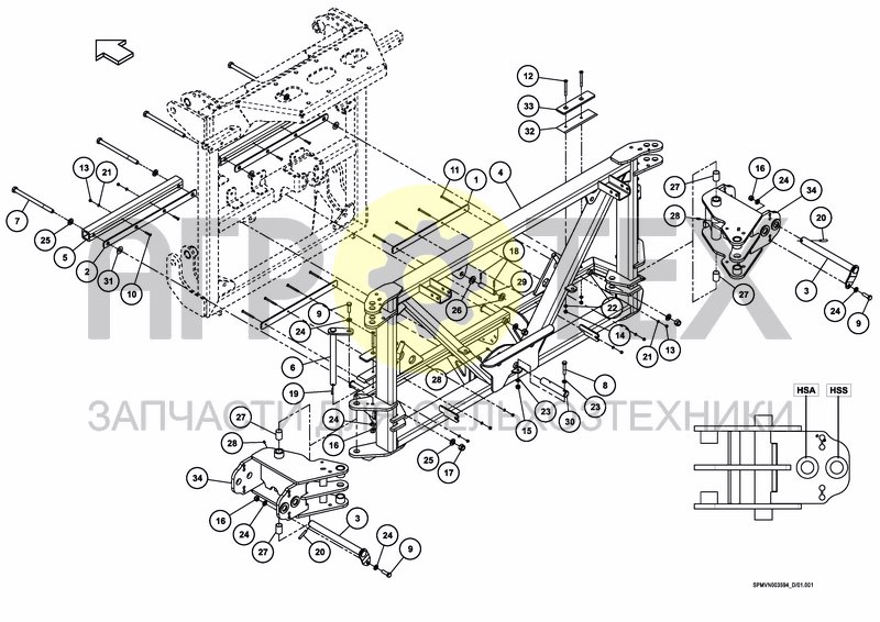 Чертеж LIFTFRAME+MIDDLESECTION HSS Boom Guide