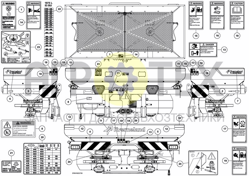 Чертеж DECAL SCHEMATIC ANSI EN 1875 L / 53 BU