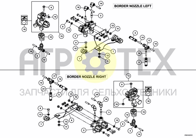 Чертеж 25CM NOZZLE SPACING BORDER NOZZLE