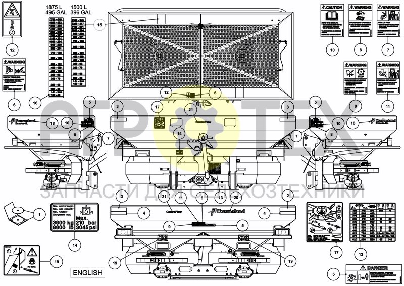 Чертеж DECAL SCHEMATIC ANSI EN US/CANADA