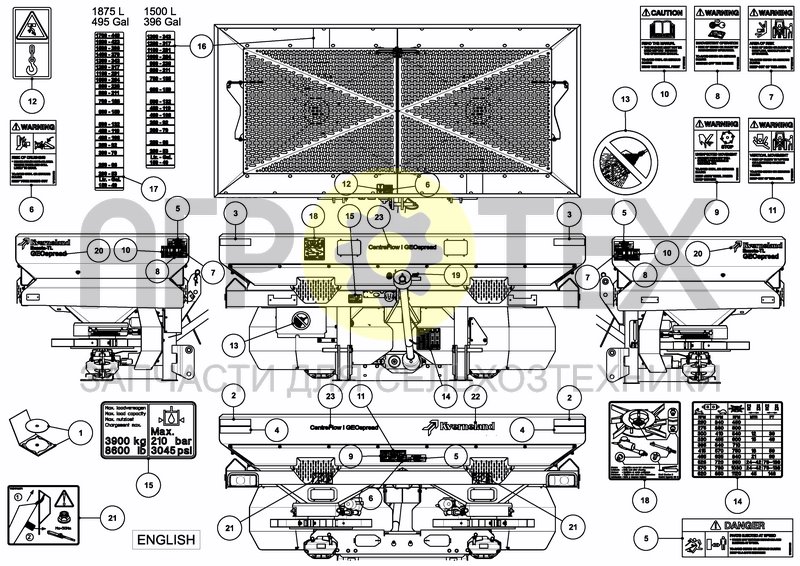 Чертеж DECAL SCHEMATIC ANSI EN US/CANADA