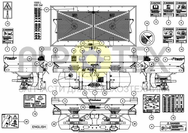 Чертеж DECAL SCHEMATIC ANSI EN US/CANADA