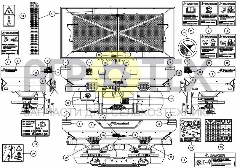 Чертеж DECAL SCHEMATIC ANSI EN US/CANADA