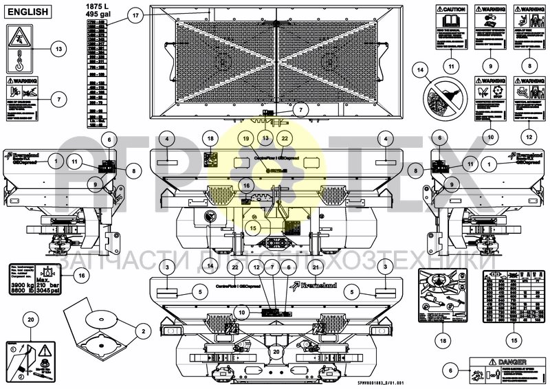 Чертеж DECAL SCHEMATIC ANSI EN US/CANADA