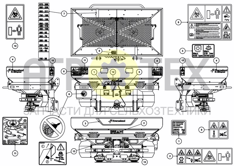 Чертеж DECAL SCHEMATIC ISO 1100 L / 290 GAL