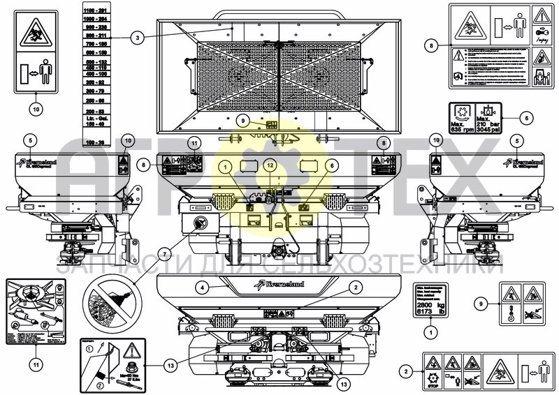 Чертеж DECAL SCHEMATIC ISO 1300 L / 343 GAL