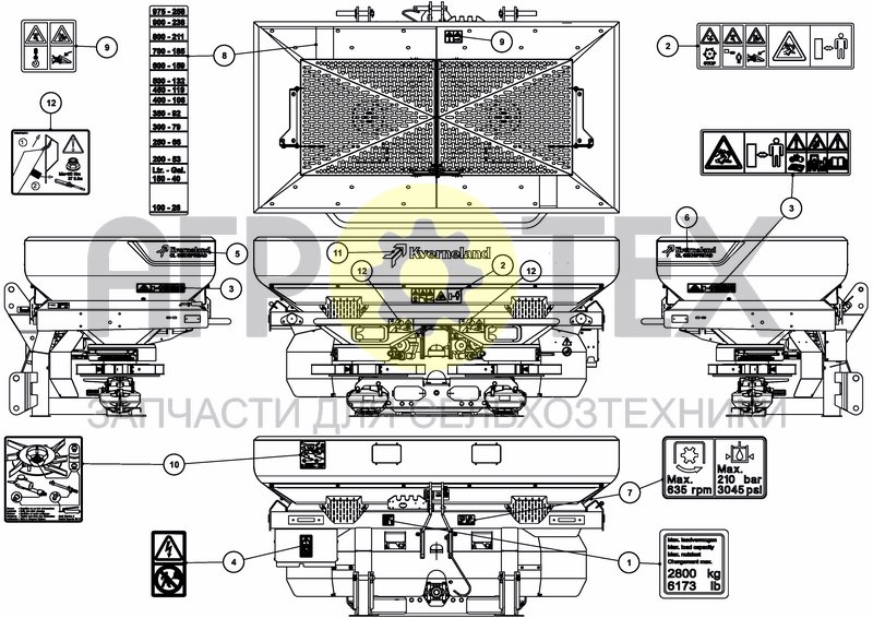 Чертеж DECAL SCHEMATIC ISO 1100 L / 290 GAL