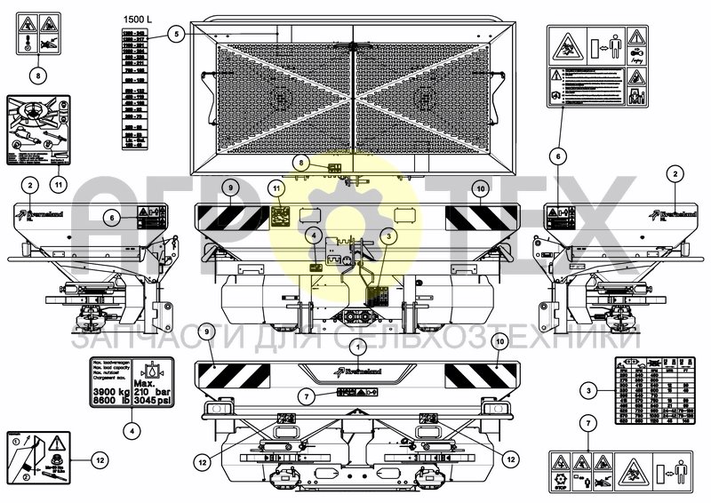 Чертеж DECAL SCHEMATIC ISO 1500 L / 396 GAL