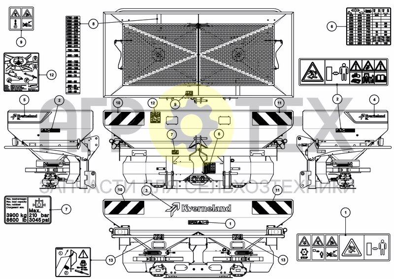 Чертеж DECAL SCHEMATIC ISO 1875 L / 495 GAL