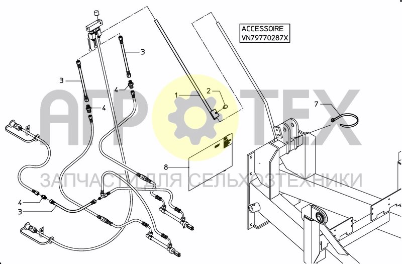 Чертеж LONGER HYDR. HOSE FOR 2X2 DIRECTION TAP