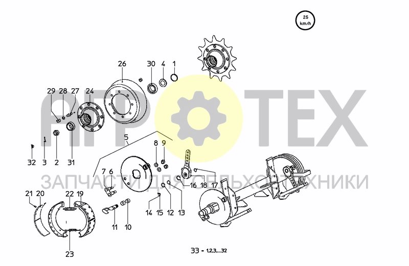 Чертеж WHEELAXLE B FIXED-150-180 25KM/H