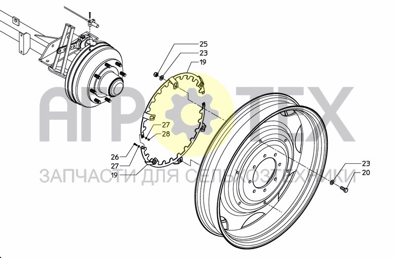 Чертеж WHEELAXLE FIXED 1,5-1,8M/25KM+BRAKE