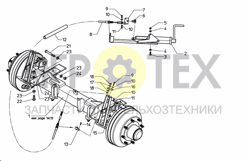 Чертеж WHEELAXLE BRAKE WITH HANDBRAKE