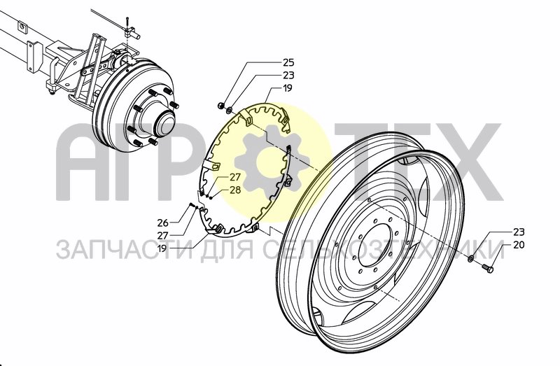 Чертеж WHEELAXLE BRAKE WITH HANDBRAKE