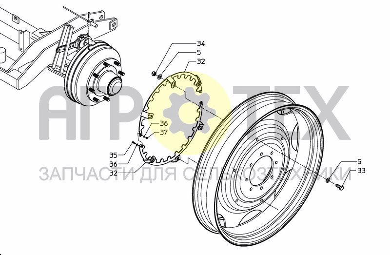 Чертеж WHEELAXLE BRAKE AND SPRINGS