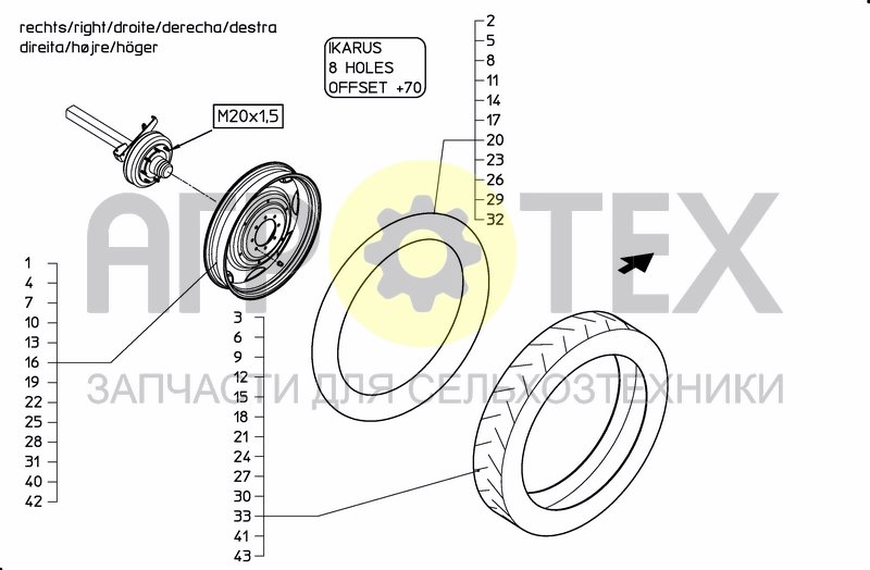 Чертеж WHEELS AND RIMS