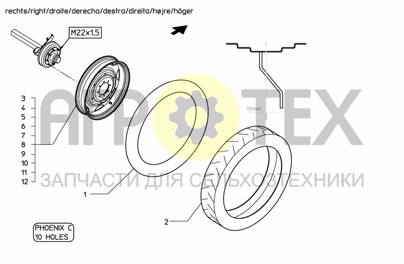 Чертеж WHEELS AND RIMS