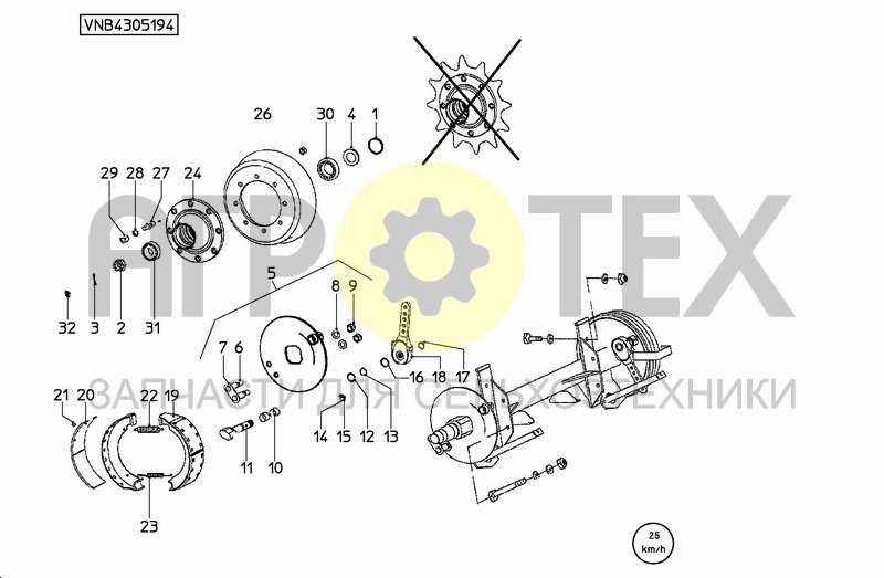 Чертеж WHEELAXLE FIXED 1,5-1,8M/25KM+BRAKE