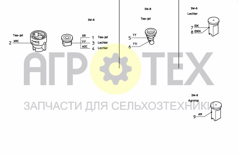 Чертеж NOZZLES TEEJET-LECHLER