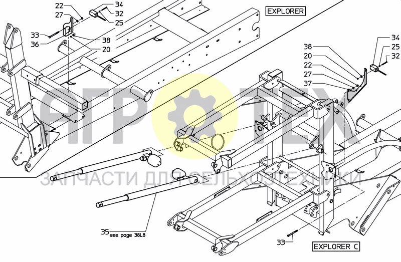 Чертеж BOOMSUPPORTS HSA 36/ 38MTR.