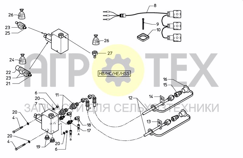 Чертеж ELECTRIC HYDRAULIC 3-WAY VALVE