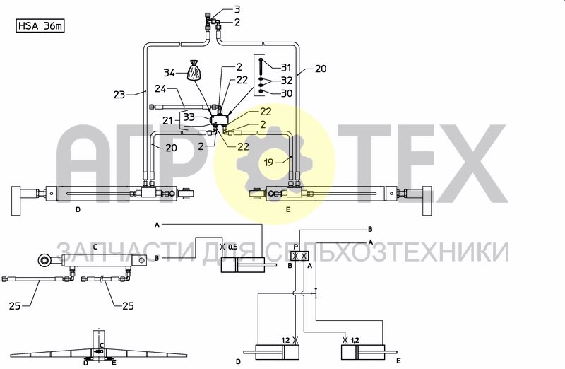 Чертеж MIDDLESECTION HSA 36M