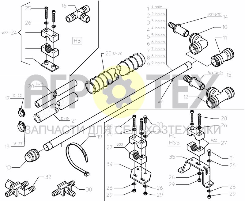 Чертеж TUBES-HOSES-CLAMPS