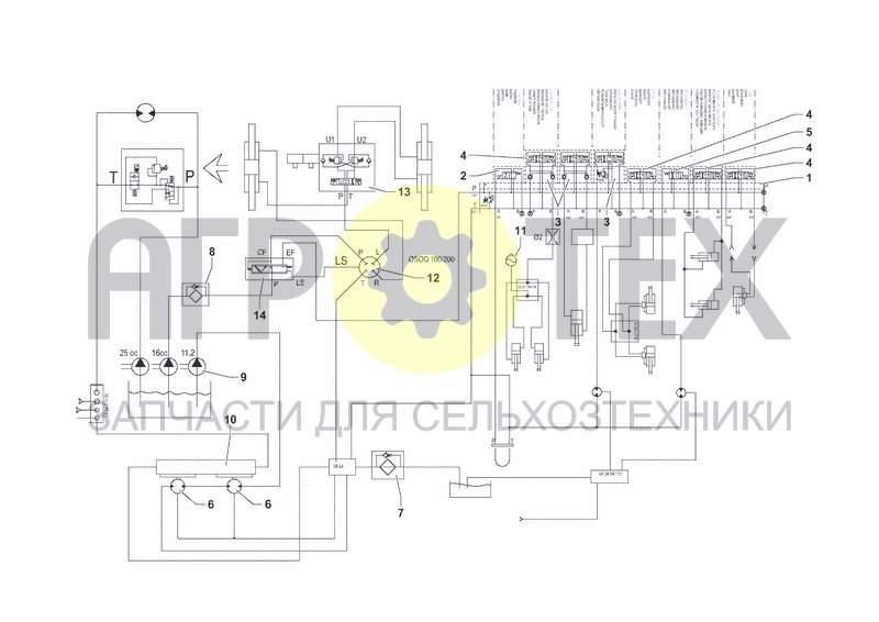 Чертеж AUXILIARY CIRCUITS HYDRAULIC SYSTEM SCHEMATICS