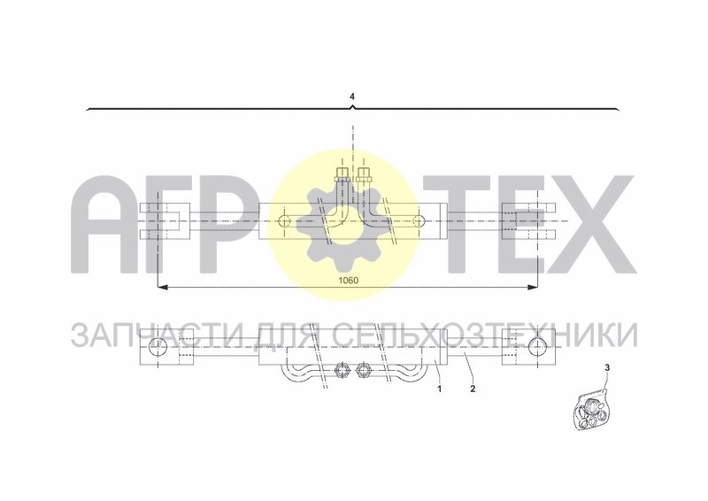 Чертеж HYDRAULIC EXTENSION CYLINDER 1800-2250