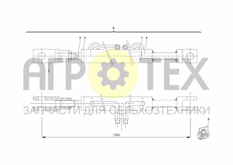 Чертеж HYDRAULIC EXTENSION CYLINDER 2250-2950