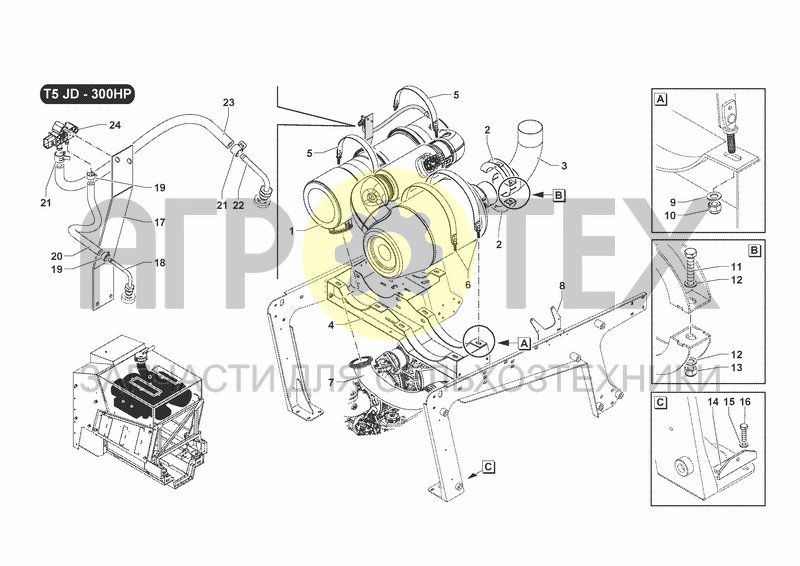 Чертеж EXHAUST SYSTEM T5 JD (300HP)