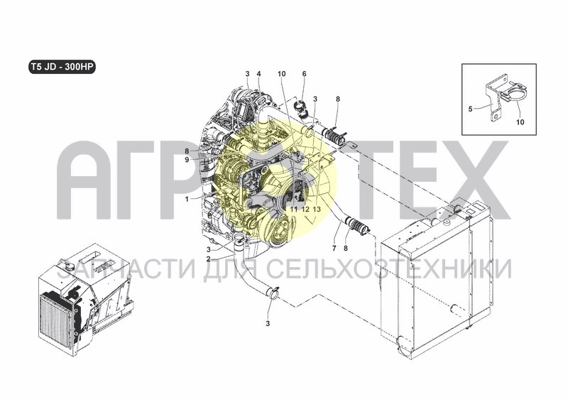 Чертеж COOLING SYSTEM T5 JD (300HP)