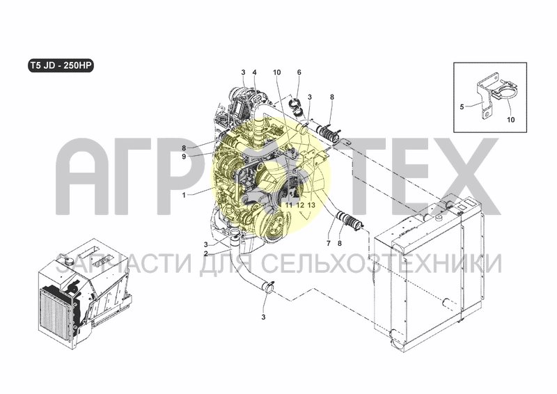 Чертеж COOLING SYSTEM T5 JD (250HP)