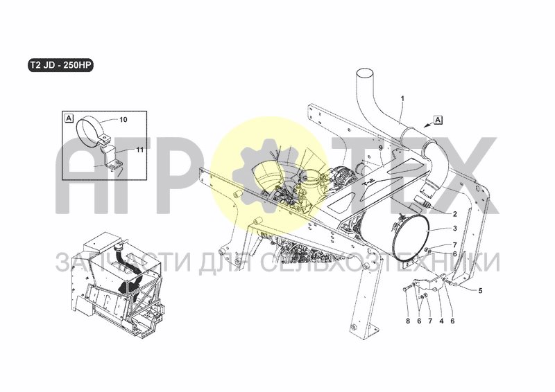 Чертеж EXHAUST SYSTEM T2 JD (250HP)