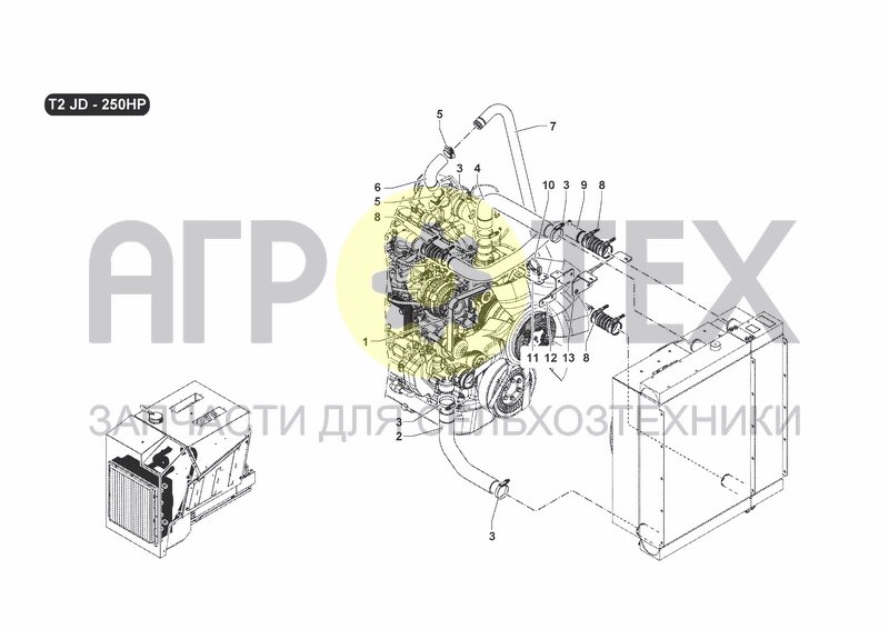 Чертеж COOLING SYSTEM T2 JD (250HP)