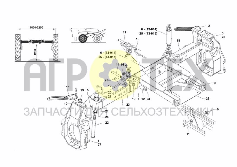 Чертеж FRONT AXLE H1200