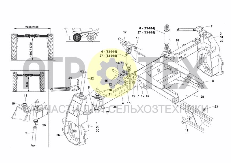 Чертеж FRONT AXLE H1500/1700