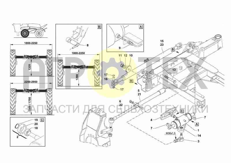 Чертеж FRONT STEERING-MECHANICAL EXTENSION