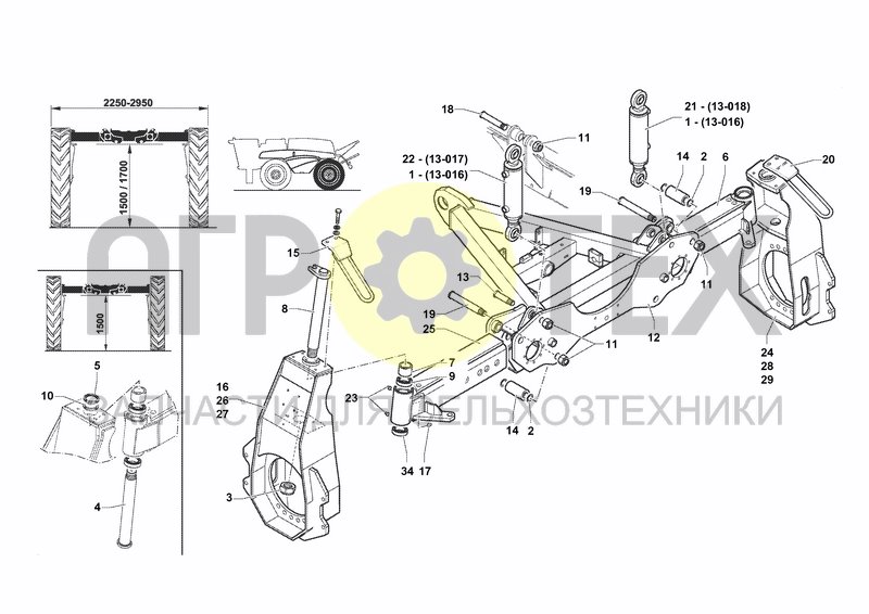 Чертеж REAR AXLE H1500/1700