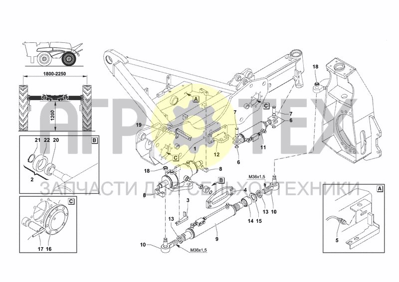 Чертеж REAR STEERING-AUTOMATIC EXTENSION H1200