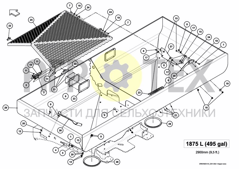 HOPPER AND SIEVE 1875 L / 53 BU (№10 на схеме)