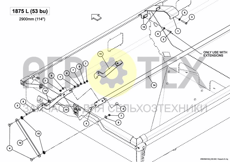 Чертеж TARPAULIN 1875 L / 495 GAL