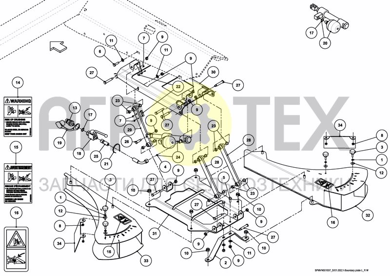 Чертеж BOUNDARY SPREADING PLATE HYDRAULIC