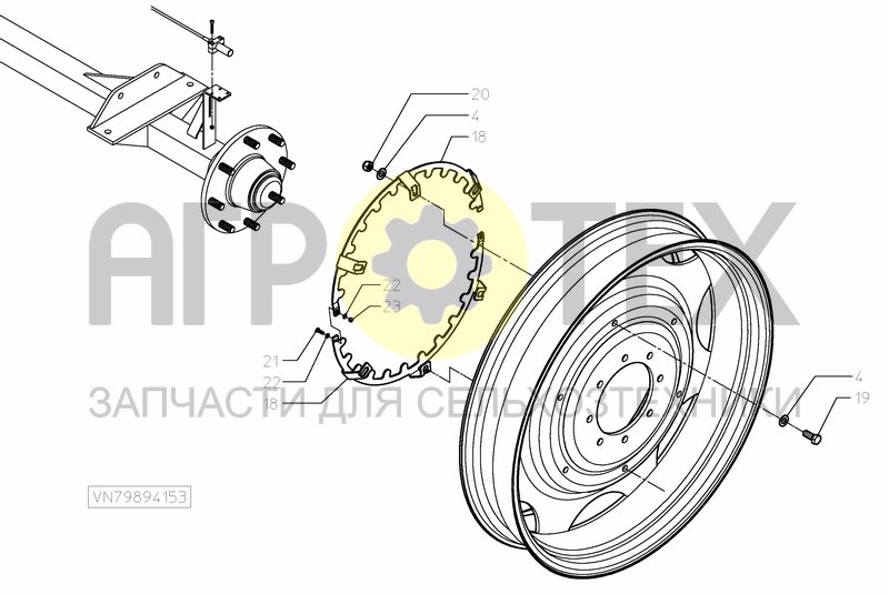 Чертеж WHEELAXLE FIXED 1,5-1,8M/25KM