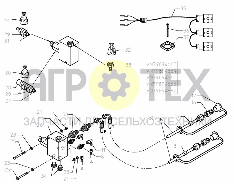 Чертеж HYDRAULIC VALVE BLOCK OIL CIRCUIT